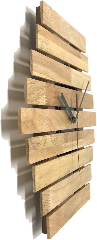 Horizontal Slotted wall Clock - Natural
